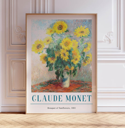 Monet Sunflowers Print: Vintage French Impressionist Floral Décor
