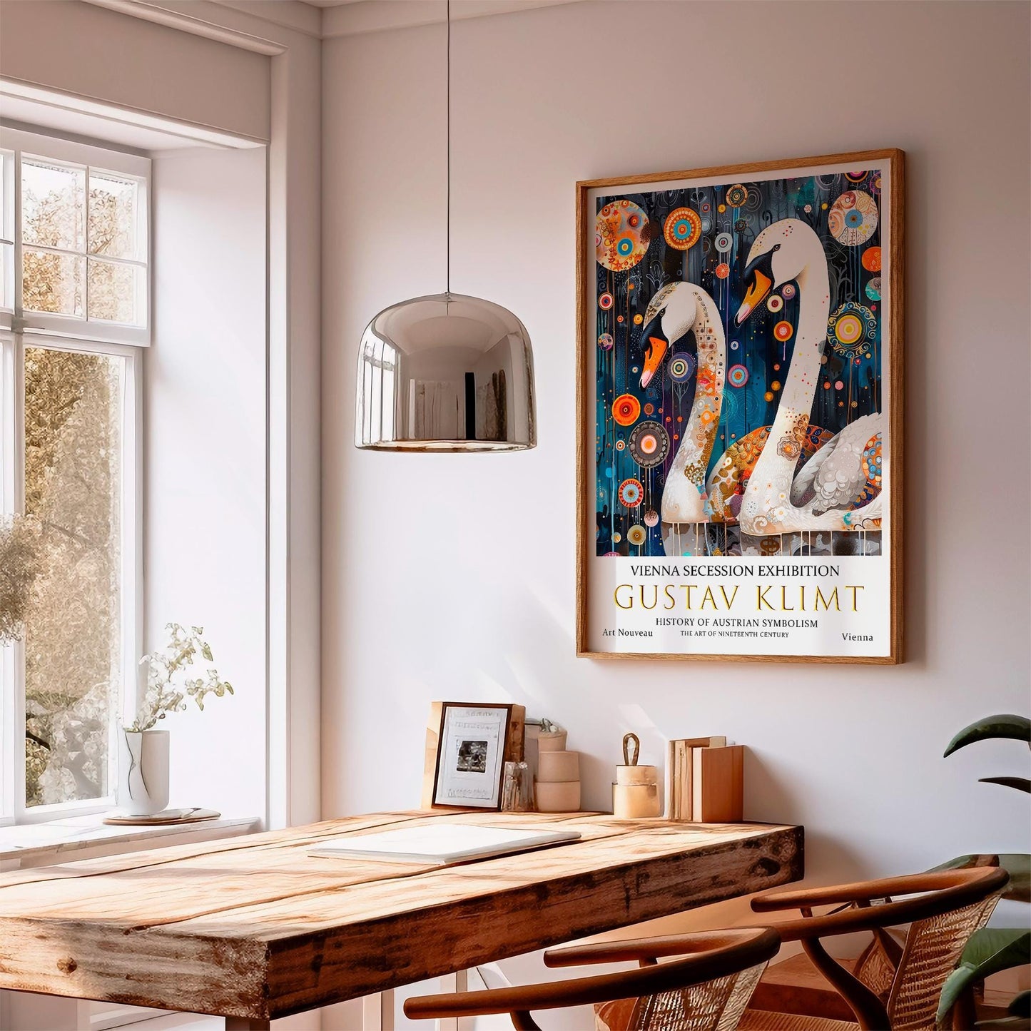 Gustav Klimt Print – Art Nouveau Wall Art | Vintage Swans Decor, Gold Leaf