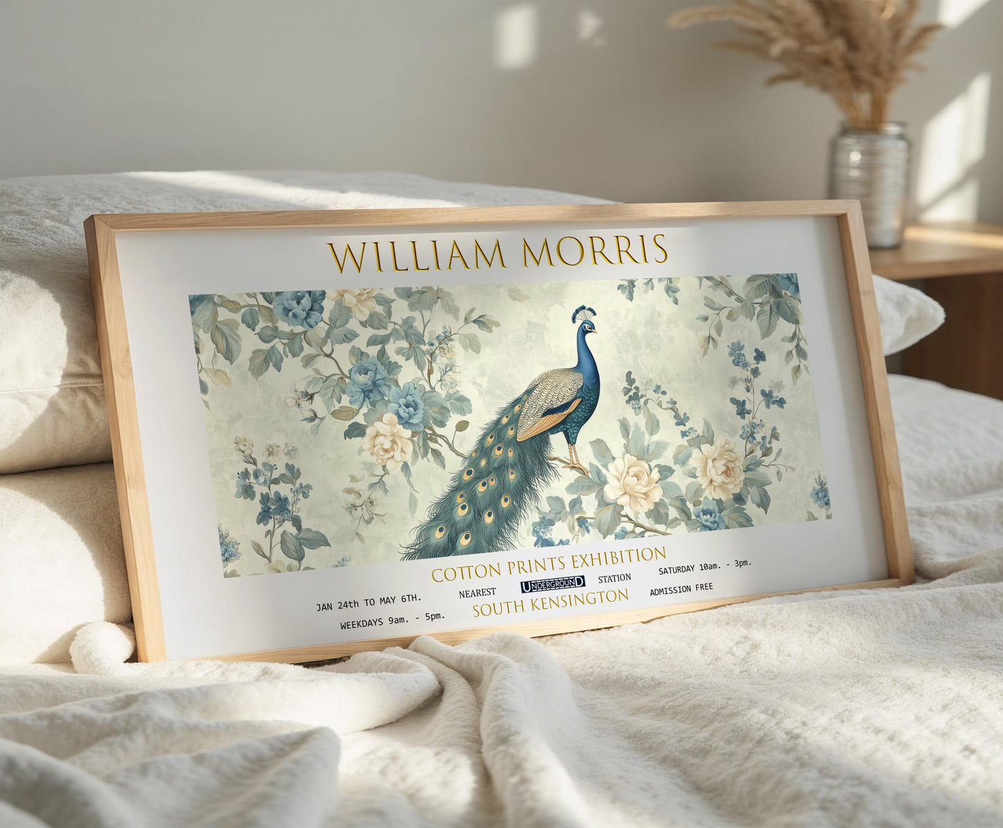 William Morris Peacock Print: Vintage Botanical Art, Green Textiles