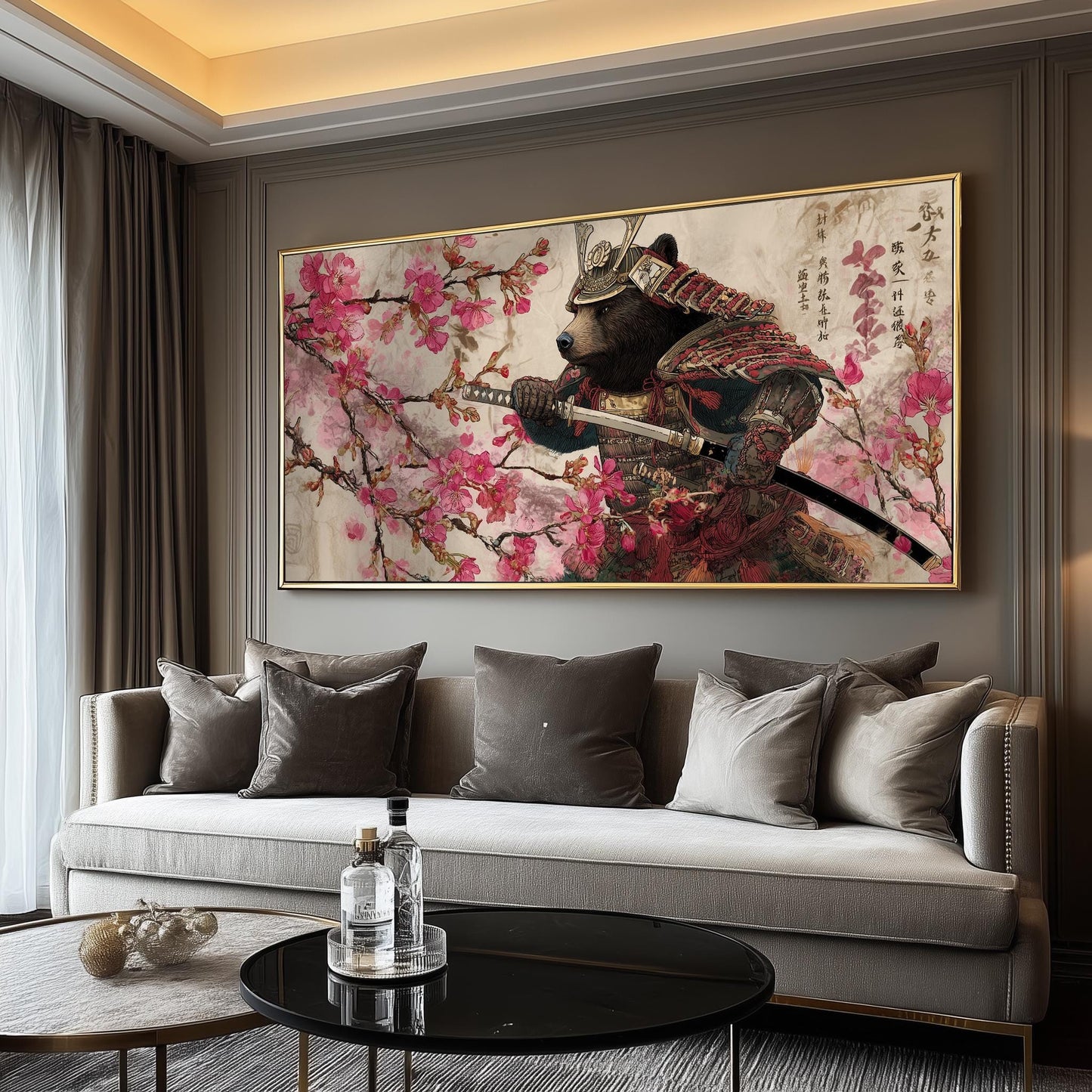 Japanese Bear Samurai Warrior Print: Ukiyo-e Japandi Art