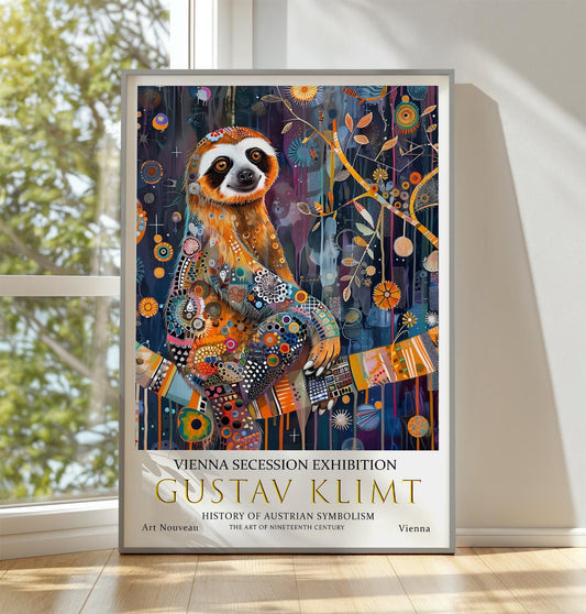 Gustav Klimt Print – Art Nouveau Poster Featuring Klimt Sloth Artwork on Premium Paper