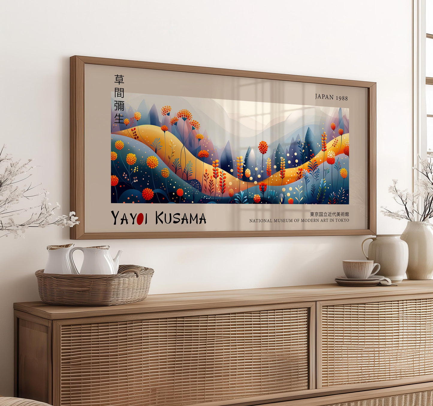 Yayoi Kusama Inspired Japanese Wildflowers Print: Abstract Floral Art