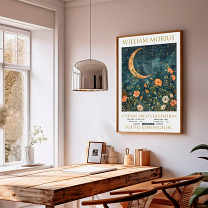 William Morris Moon & Stars Print: Vintage Floral Wall Art