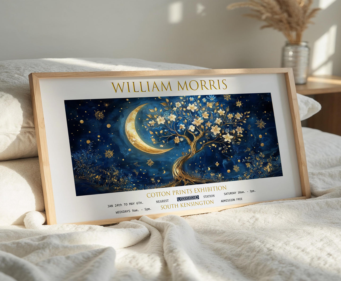 William Morris Moon & Tree Print: Vintage Celestial Wall Art