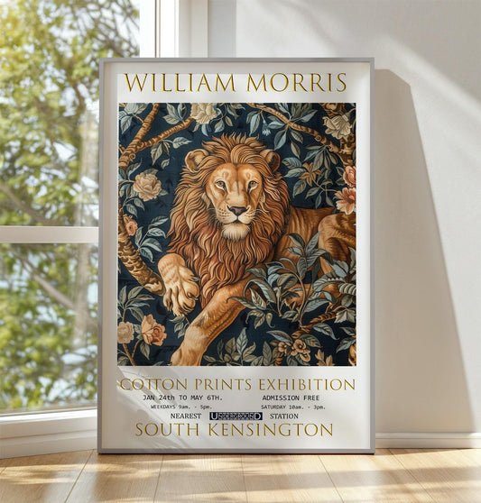 William Morris Lion Print: Vintage Floral Art Poster