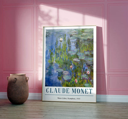 Monet Water Lilies Poster: Vintage French Impressionist Print