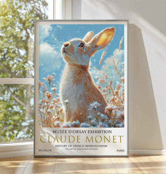 Claude Monet Rabbit Print: Vintage Impressionist Wall Art
