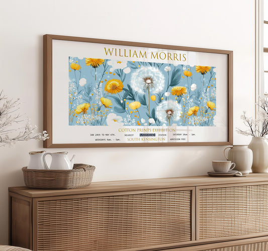 Print: William Morris Dandelion, Panoramic Botanical Wall Art