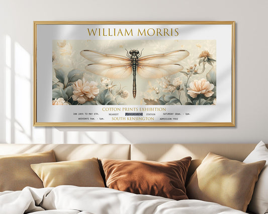 William Morris Dragonfly Art Print: Vintage Botanical Wall Decor