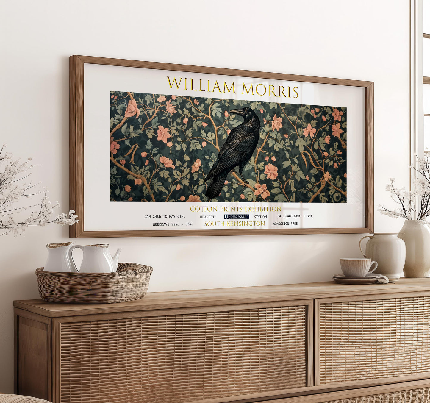 William Morris Raven Print: Gothic Botanical Wall Art