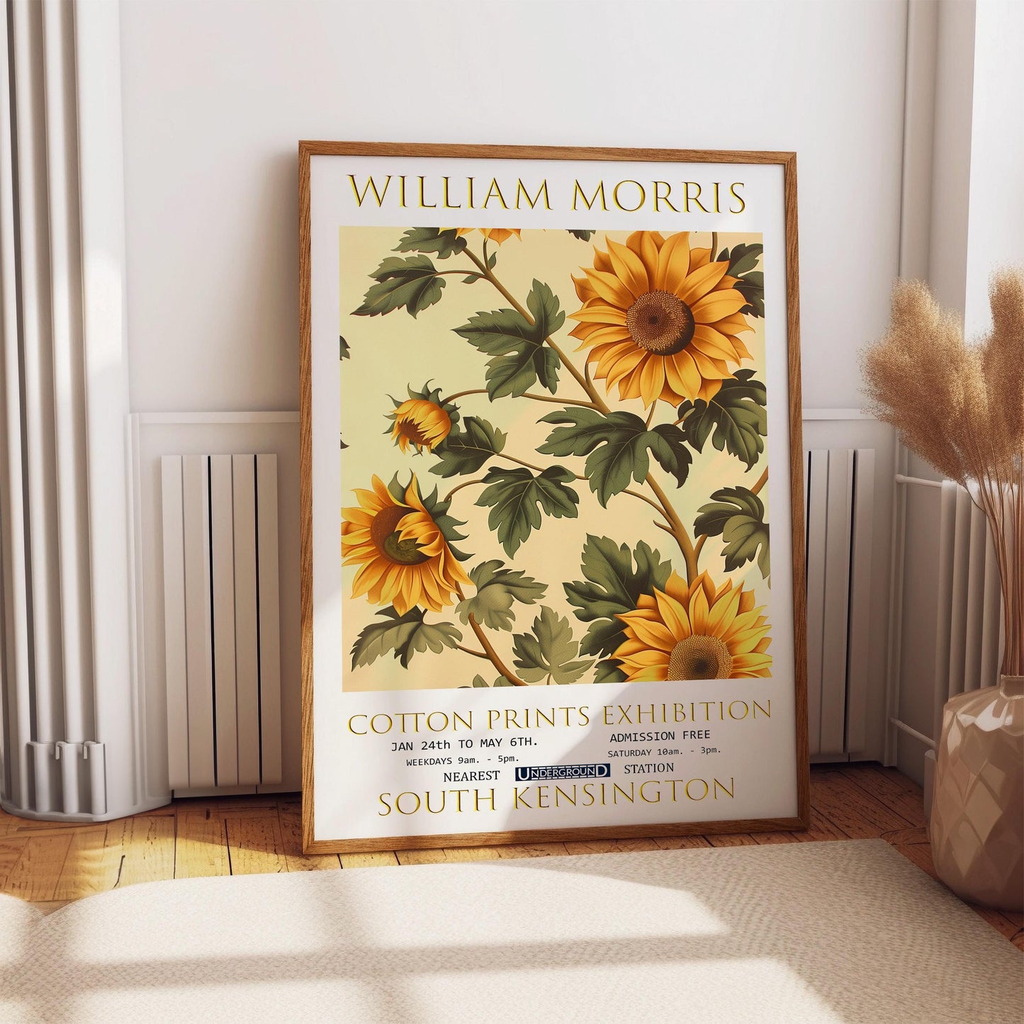 William Morris Sunflower Print: Vintage Floral Exhibition Poster