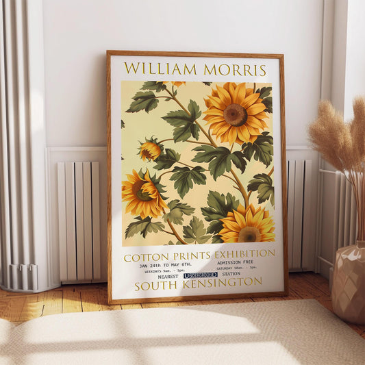 William Morris Sunflower Print: Vintage Floral Exhibition Poster