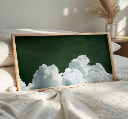 Forest Green Cloudscape Art Print: Moody Sky Panoramic Wall Art