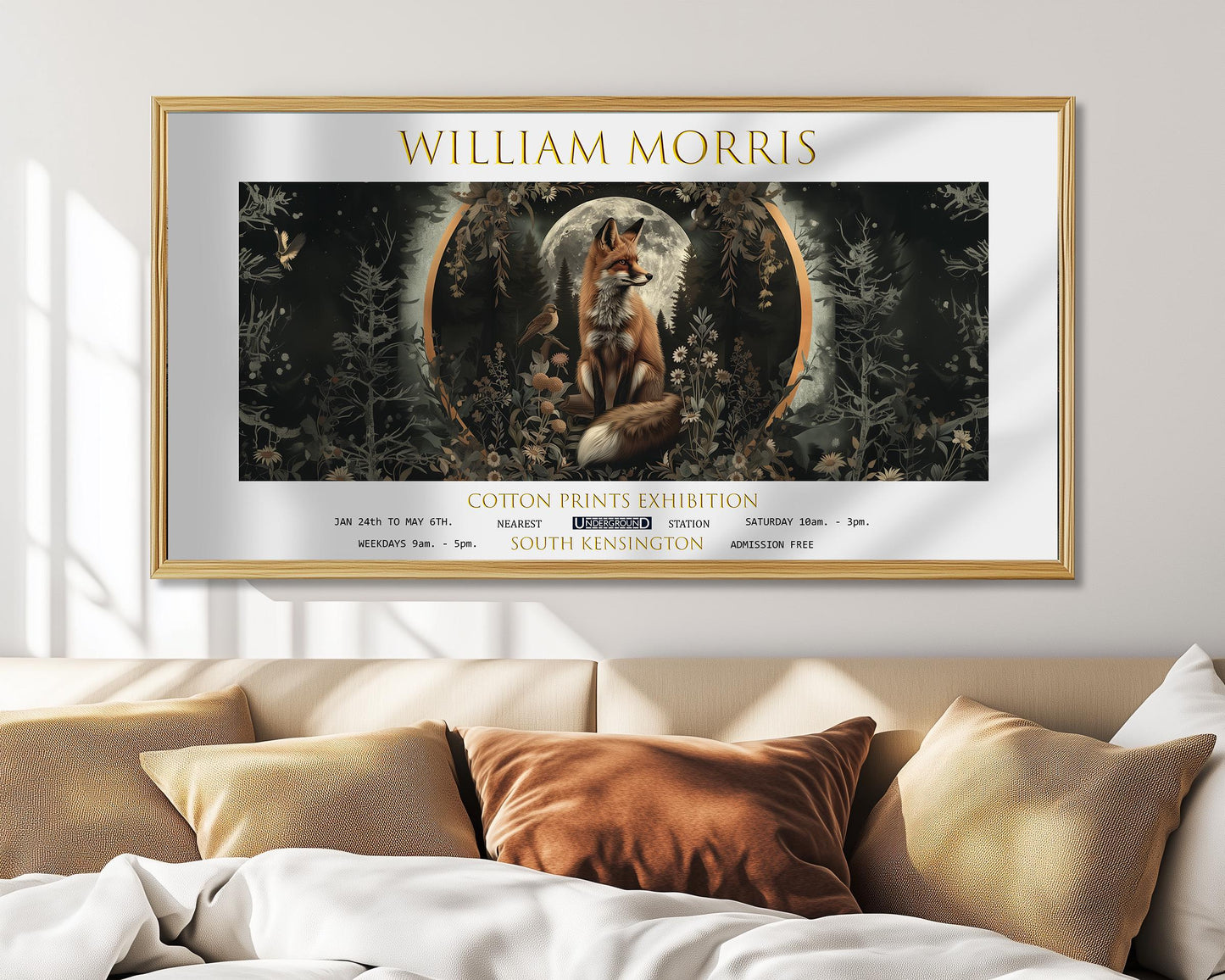 William Morris Fox Print: Vintage Botanical Art, Moonlit Forest
