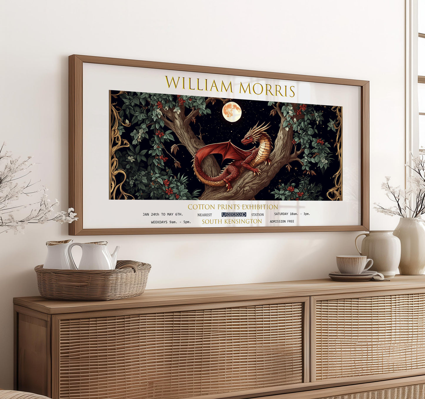William Morris Dragon Print: Vintage Botanical Wall Art