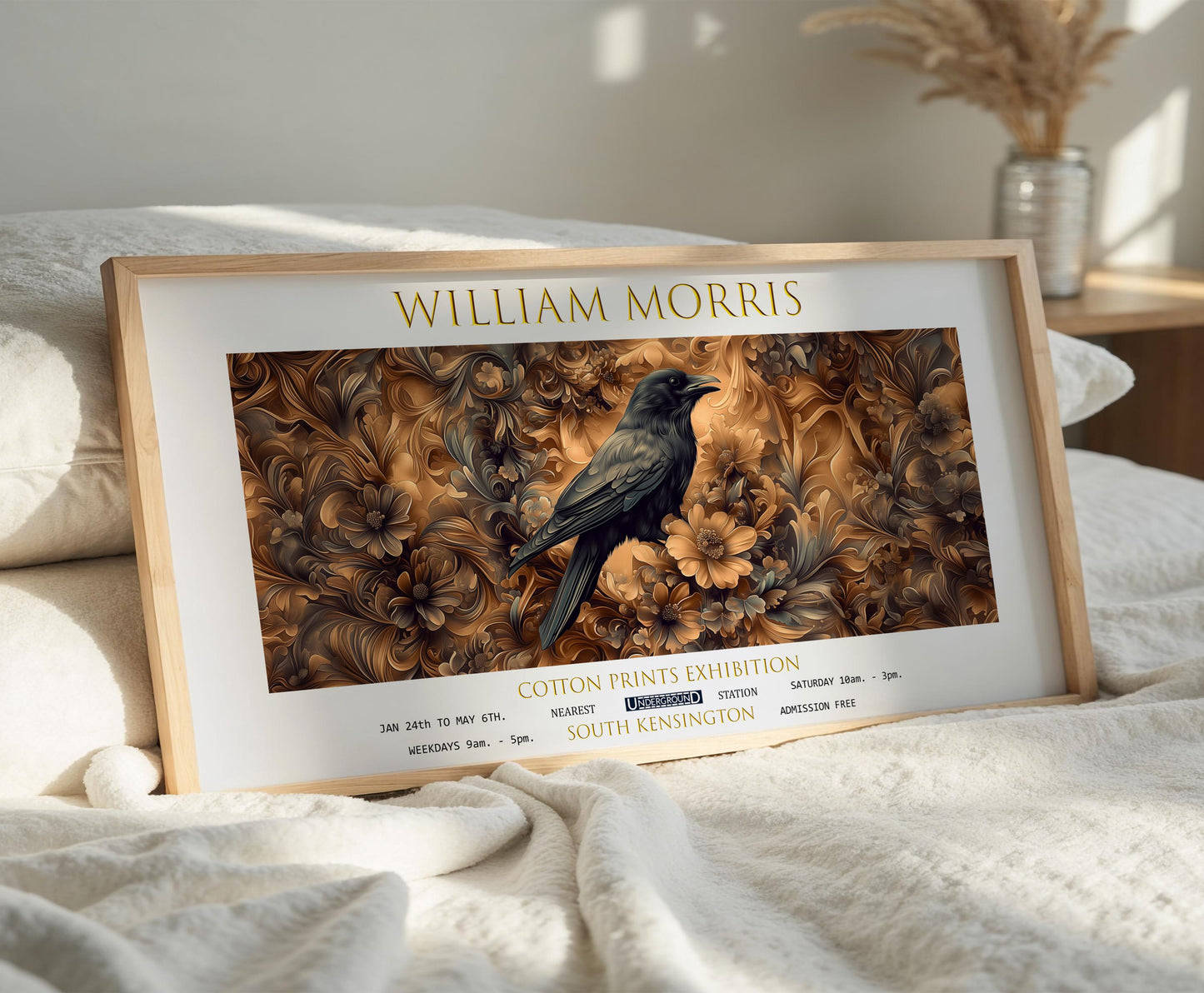 William Morris Raven Print: Vintage Botanical Exhibition Art