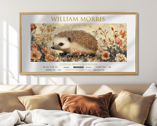 William Morris Hedgehog Print: Vintage Floral Panoramic Wall Art