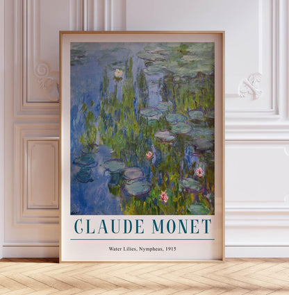 Monet Water Lilies Poster: Vintage French Impressionist Print