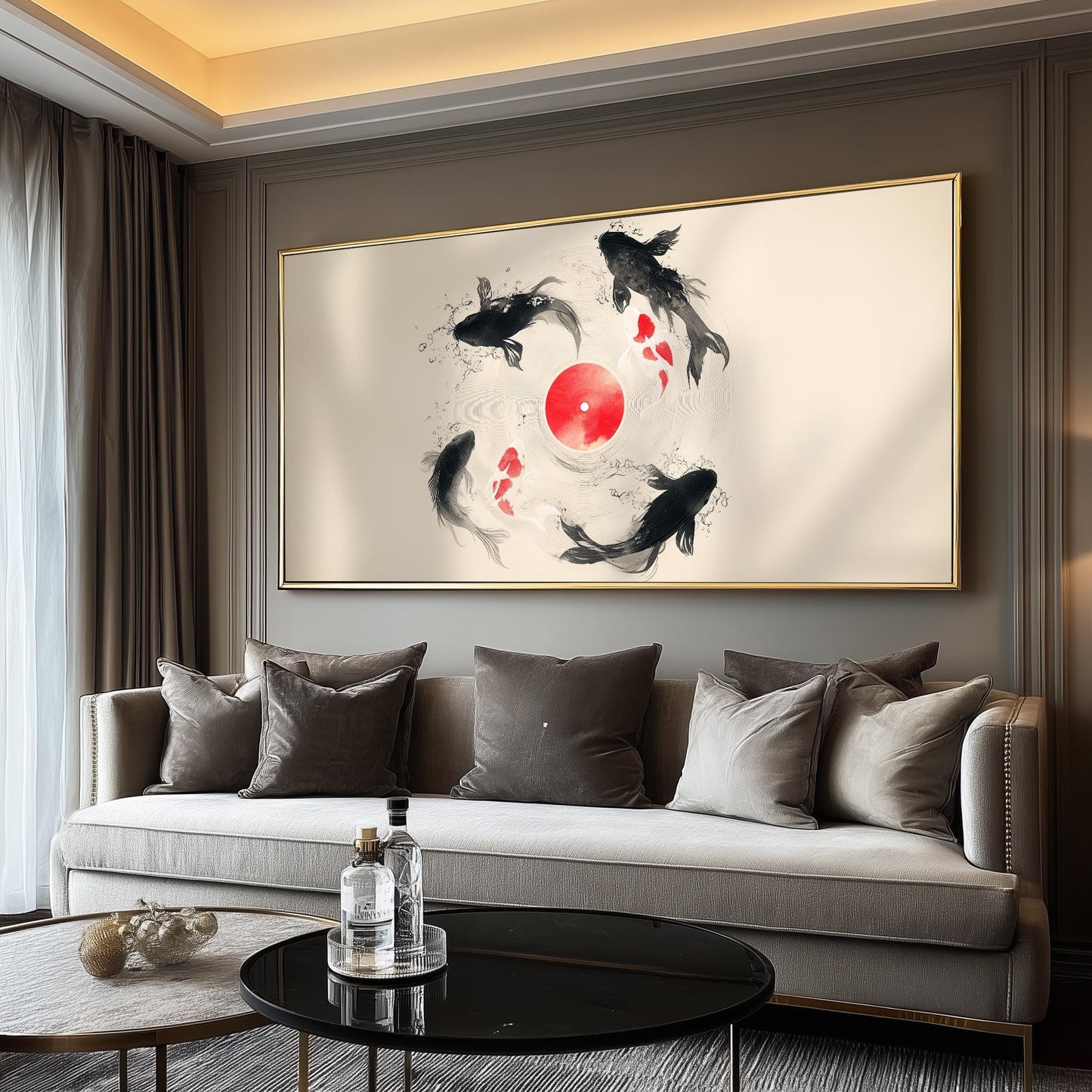 Japanese Koi Fish Vinyl Print: Asian Minimalist Wall Art