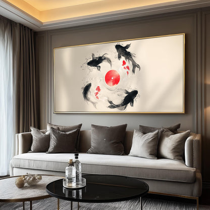 Japanese Koi Fish Vinyl Print: Asian Minimalist Wall Art