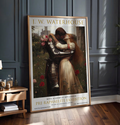 J.W. Waterhouse Knight and Lady Print: Pre-Raphaelite Vintage Art