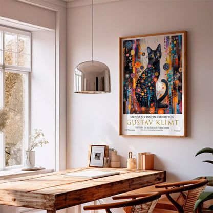 Gustav Klimt Art Print – Black Cat Artwork | Opulent Home Art Decor