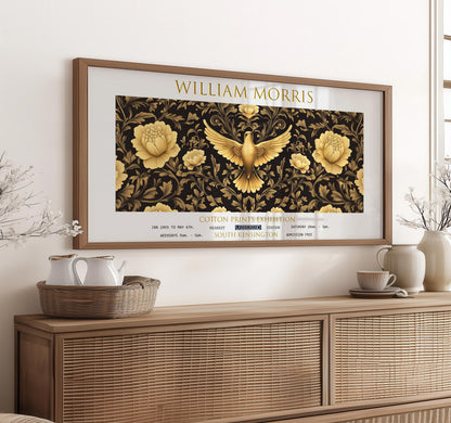 William Morris Hummingbird Print: Vintage Botanical Panoramic Wall Art