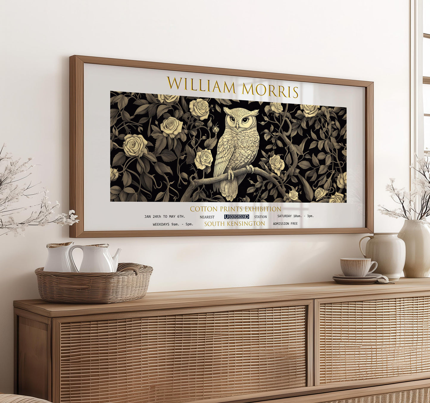 William Morris Owl Print: Vintage Botanical Art, Textiles Design