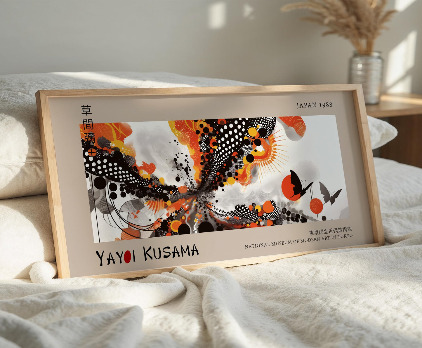 Yayoi Kusama Inspired Art Print: Black and Orange Polka Dot, Museum Quality