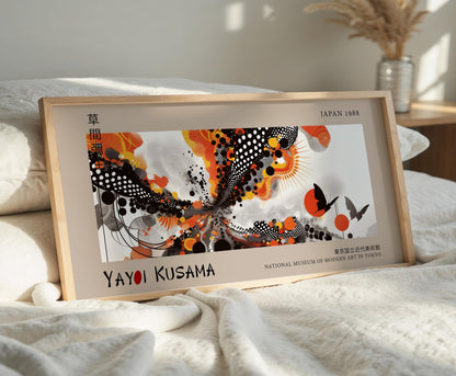 Yayoi Kusama Inspired Art Print: Black and Orange Polka Dot, Museum Quality