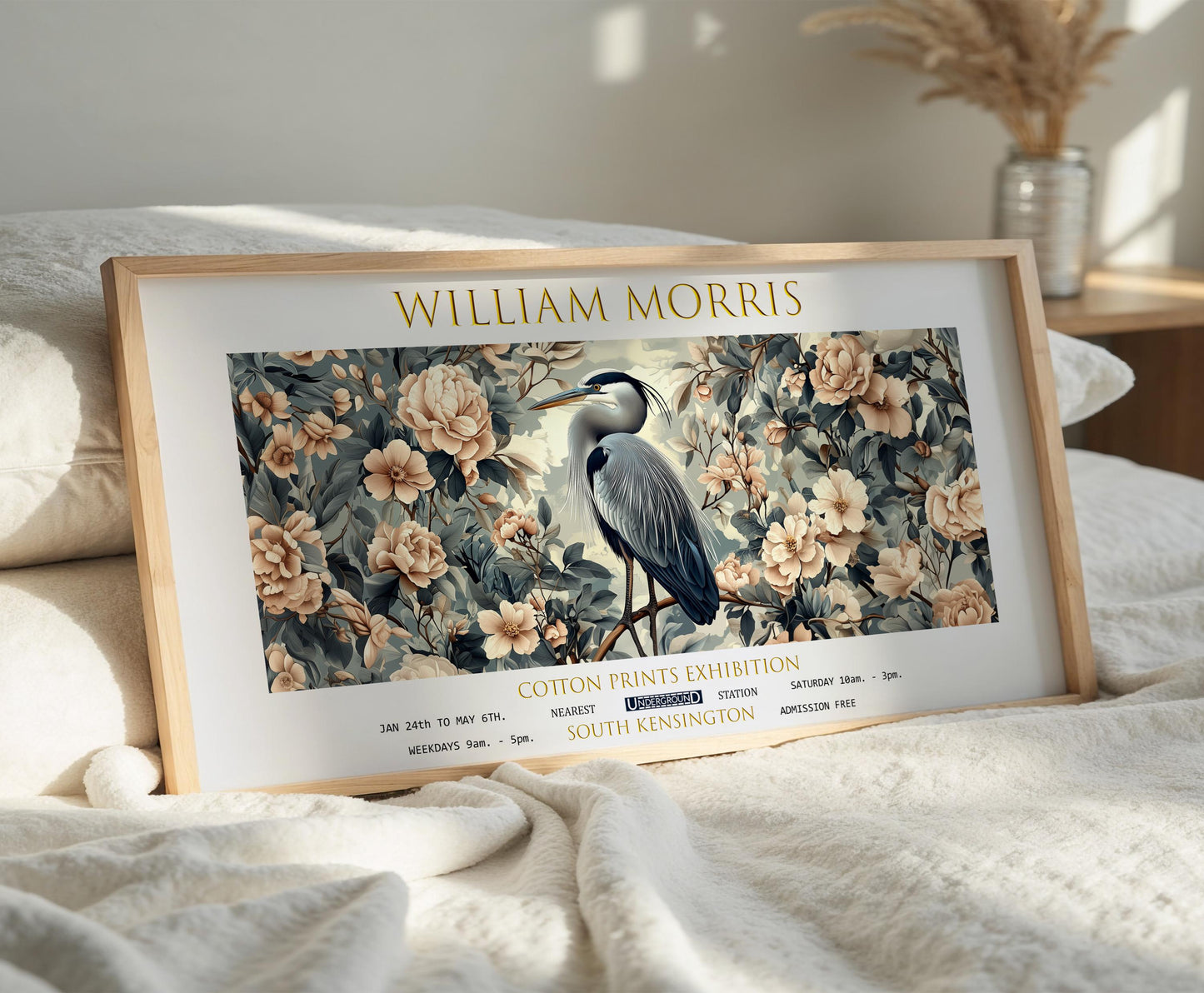 William Morris Heron Print: Vintage Botanical Wall Art