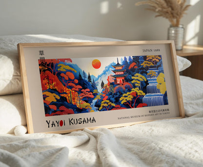 Yayoi Kusama Japanese Pagoda Landscape Print: Modern Wall Art