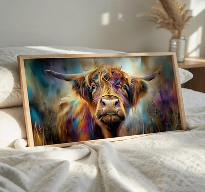 Highland Cow Art Print: Colorful Scottish Farmhouse Decor