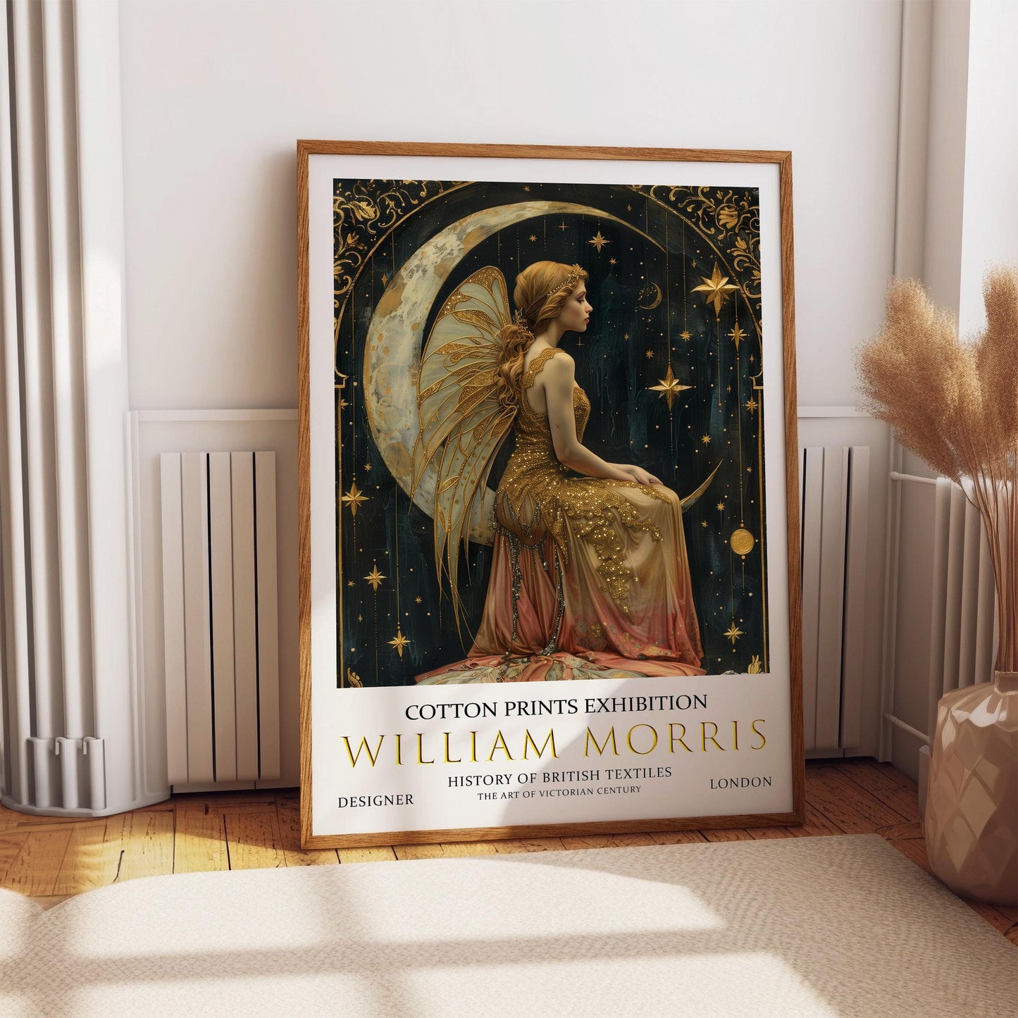 William Morris Fairy Print: Celestial Moon & Stars Art