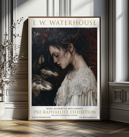 John William Waterhouse Print: Pre-Raphaelite Woman and Wolves