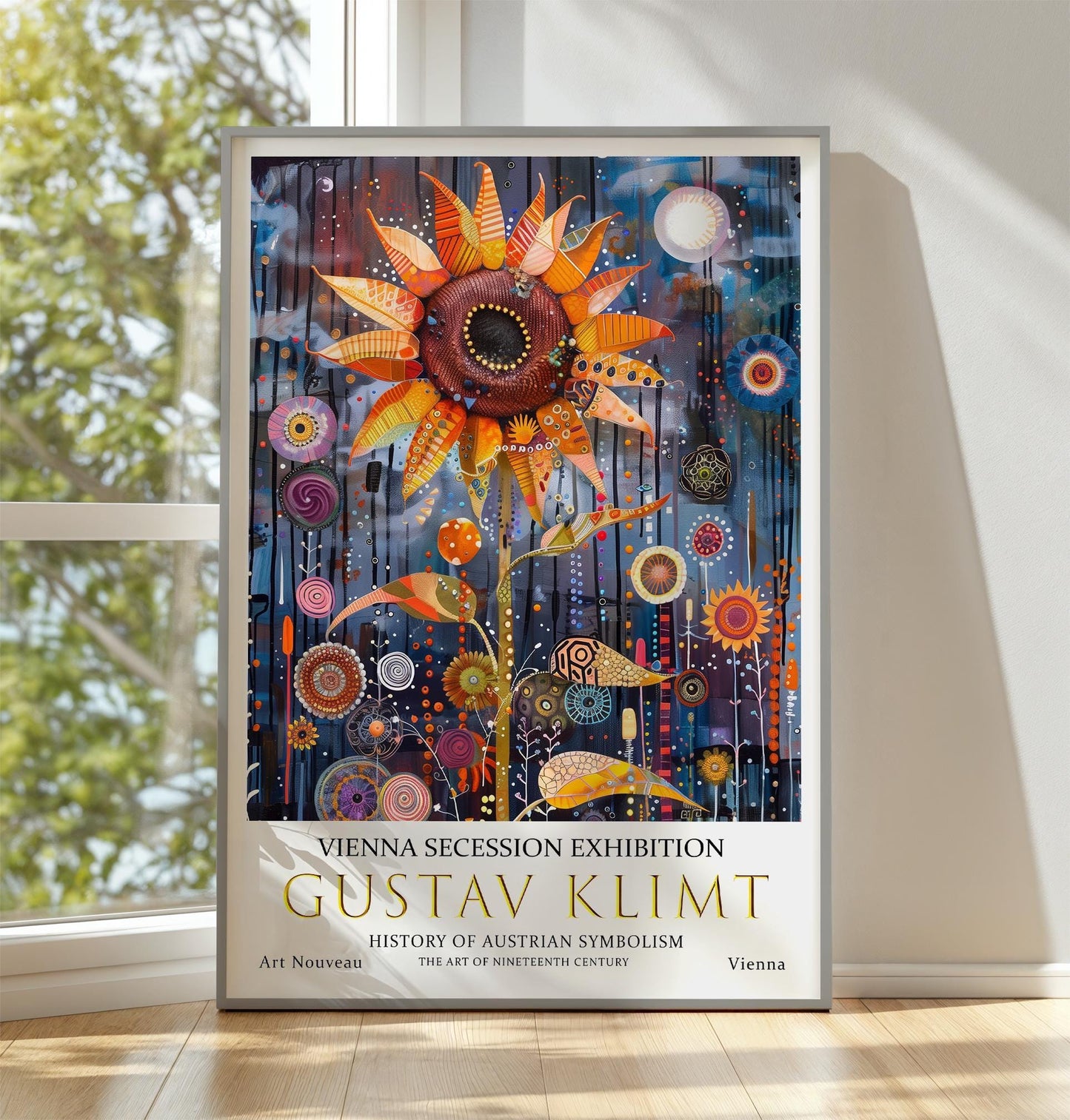 Gustav Klimt Print - Vintage Art Nouveau Poster | Sunflower Wall Art Decor