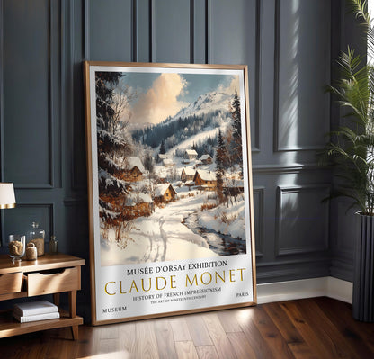 Monet Winter Village Print: Impressionist Winter Wall Art