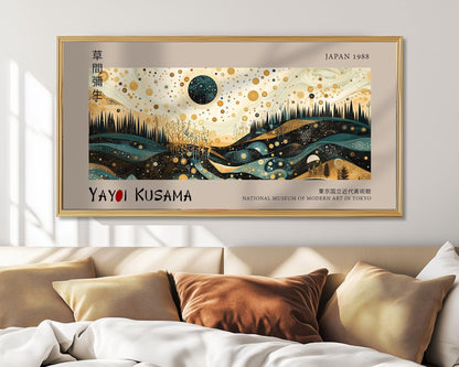 Yayoi Kusama Inspired Japanese Starry Night Landscape Print