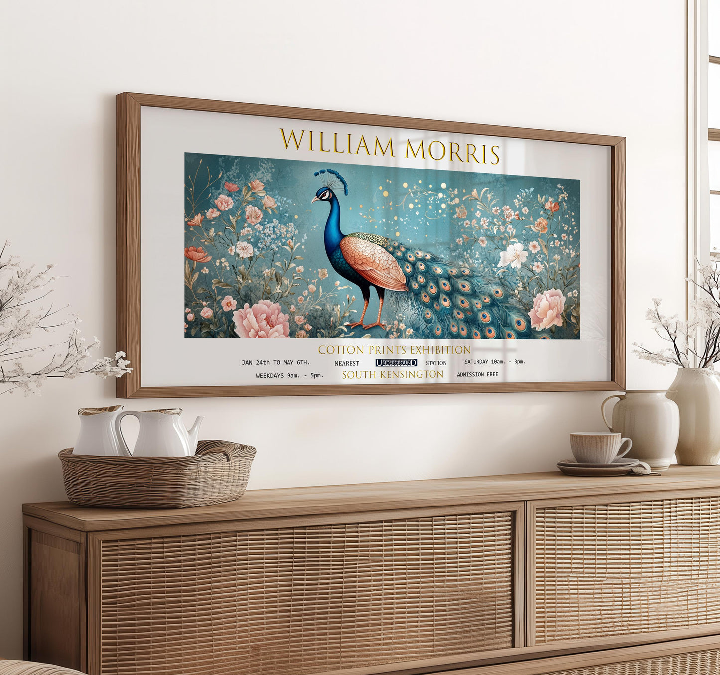 William Morris Peacock Print: Vintage Botanical Textiles Art