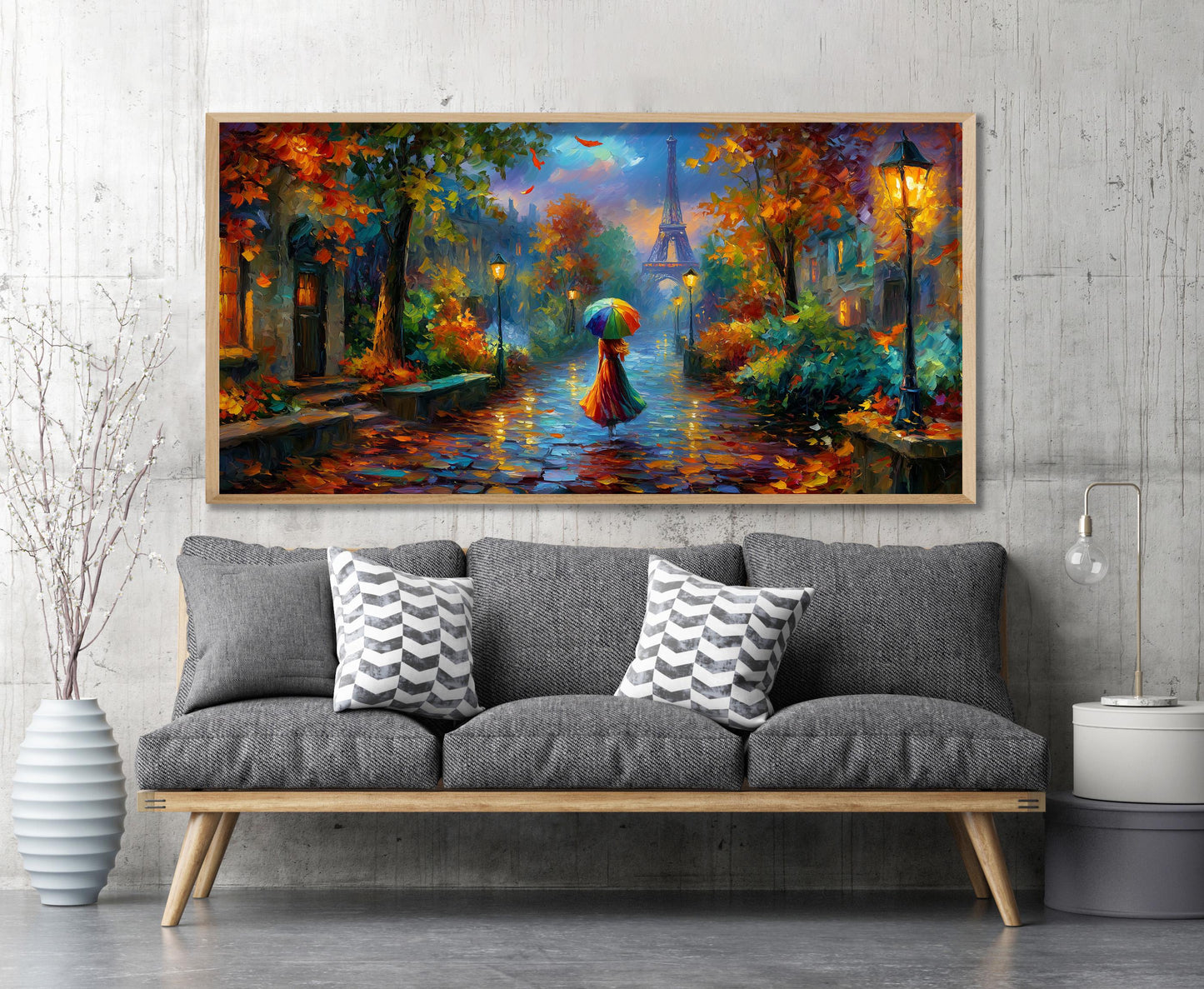 Paris Panoramic Print – Eiffel Tower Print – Impressionist Art Print