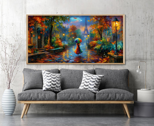 Paris Panoramic Print – Eiffel Tower Print – Impressionist Art Print