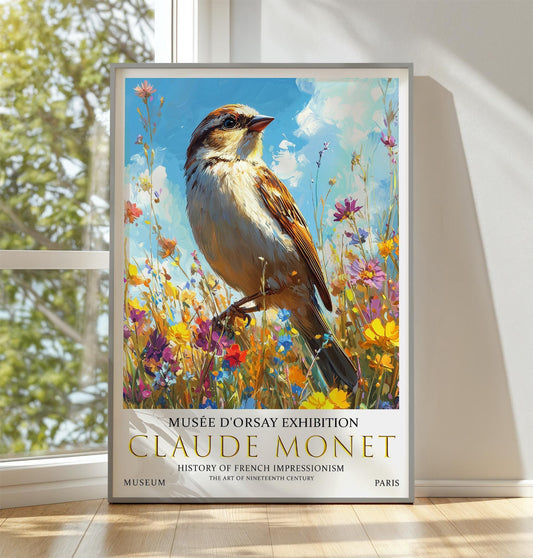 Claude Monet Sparrow Print: Vintage Impressionist Art Poster