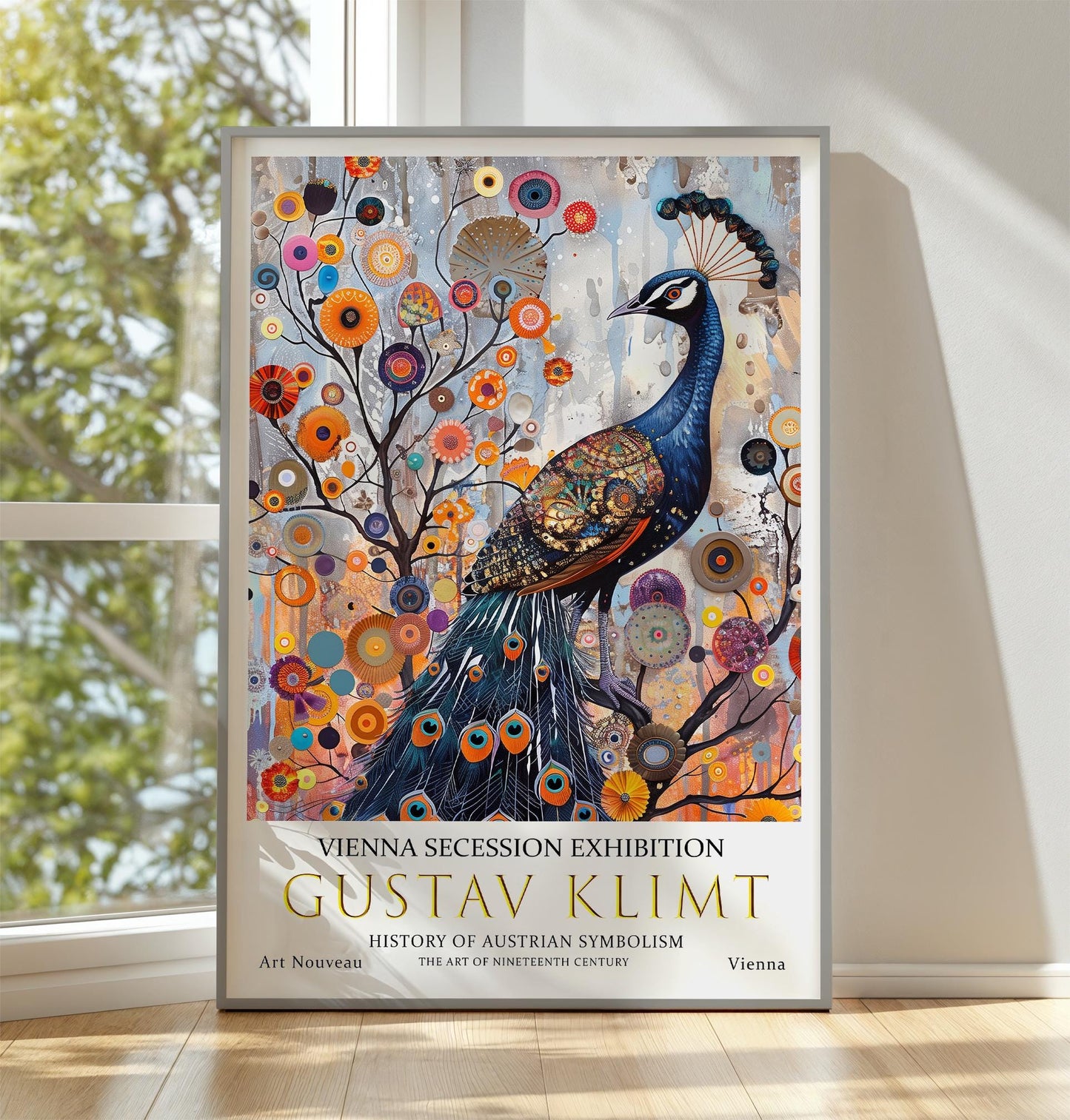 Gustav Klimt Art Print – Vintage Art Nouveau Poster with Ornate Peacock Design