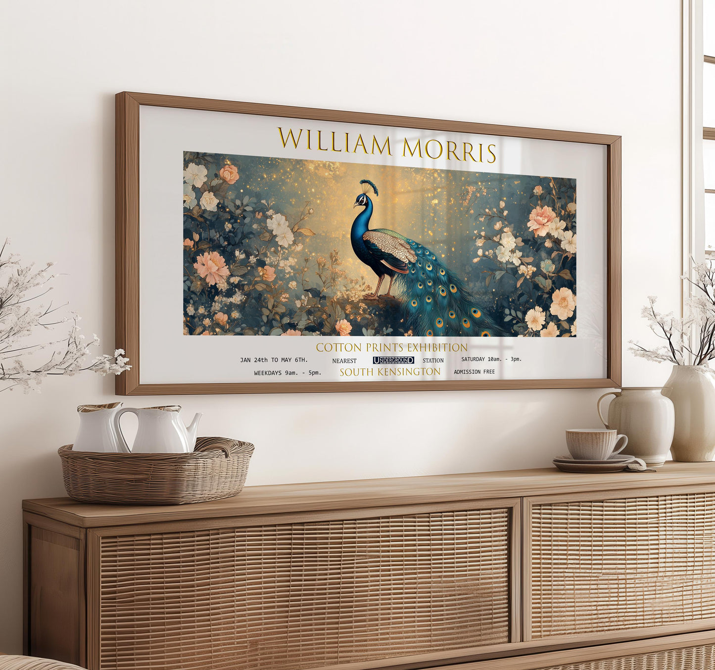 William Morris Peacock Print: Vintage Botanical Art