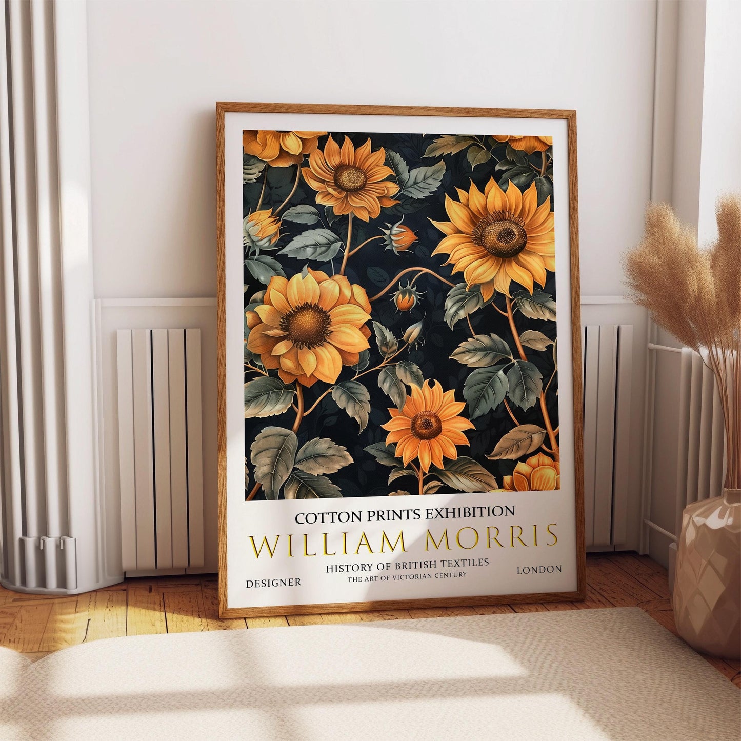 William Morris Print - Vintage Art Poster | Botanical Wall Art, Sunflower Floral Design