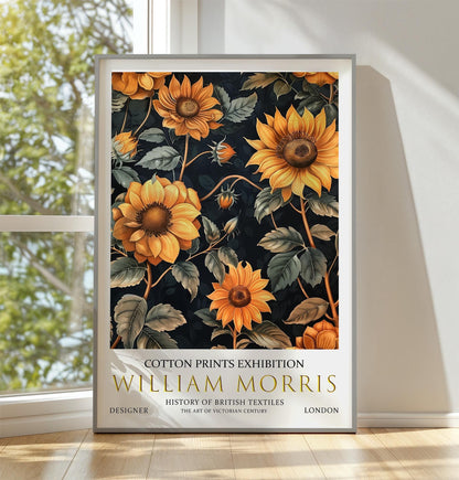 William Morris Print - Vintage Art Poster | Botanical Wall Art, Sunflower Floral Design