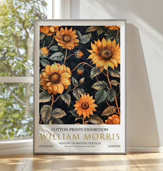 William Morris Print - Vintage Art Poster | Botanical Wall Art, Sunflower Floral Design