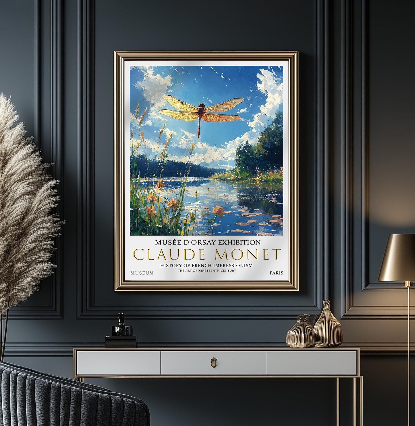 Claude Monet Dragonfly Poster Print, Impressionist Wall Art