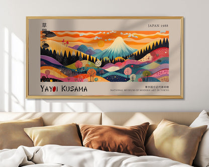 Yayoi Kusama Panoramic Print – Vibrant Mountain Landscape Poster – Japanese Landscape