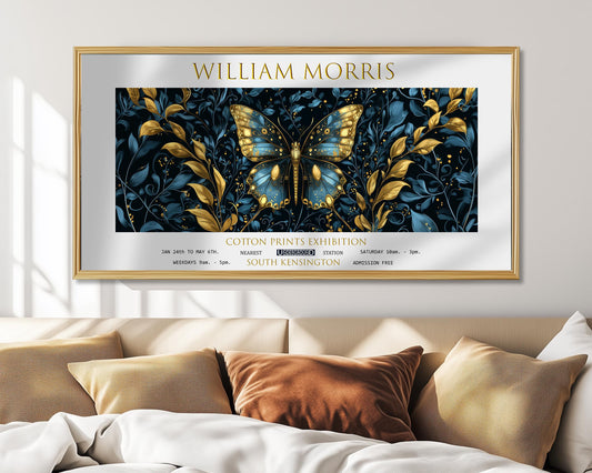 Print, William Morris Butterfly Panoramic, Vintage Botanical Floral Wall Art